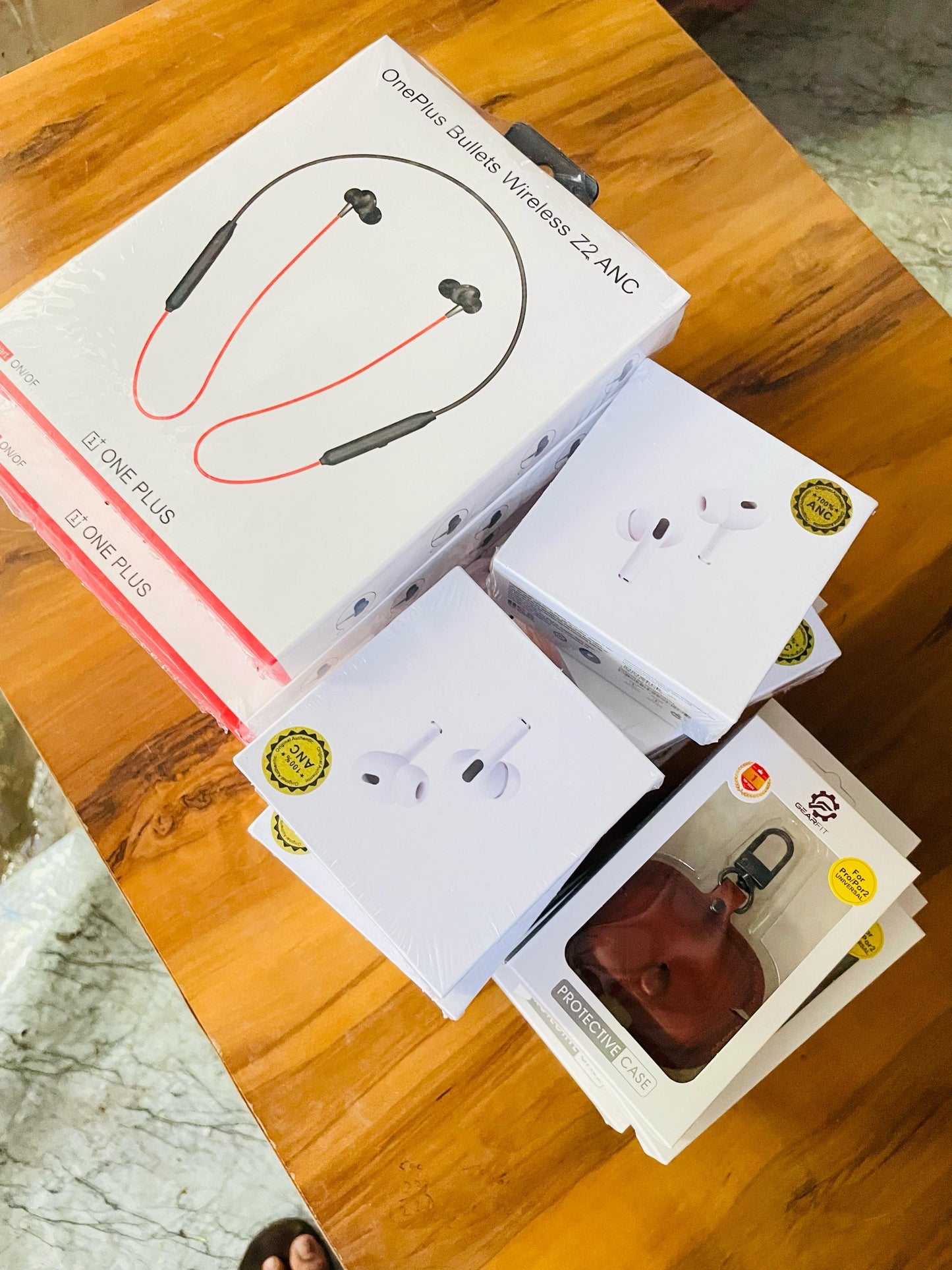 Airpods + Neckband +leather case premium