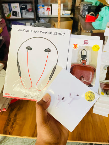 Airpods + Neckband +leather case premium